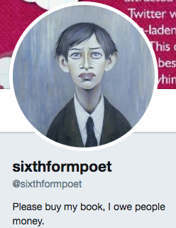Funny Twitter bio from sixthformpoet